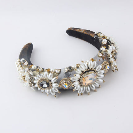 New Fashion European And American Style Baroque Light Luxury Sponge Rhinestone Pearl GEM Headband - Royalessencelux
