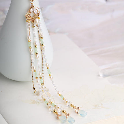 Hanfu Ancient Style Handmade Hair Crown Fringed Gradient All-match Hair Accessories - Royalessencelux