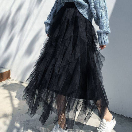 Women's Easy Matching Mesh Stitching Skirt - Royalessencelux