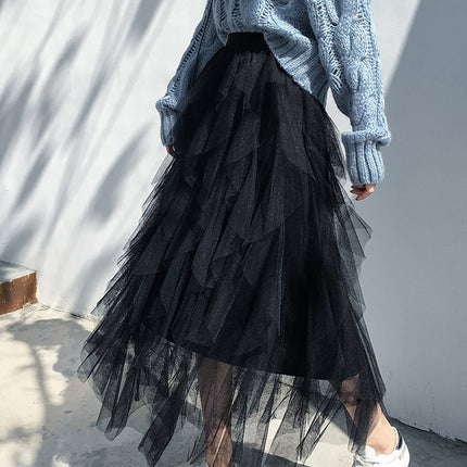 Women's Easy Matching Mesh Stitching Skirt - Royalessencelux