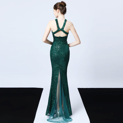 Sequined Party Dress Long Banquet Slim Fishtail - Royalessencelux
