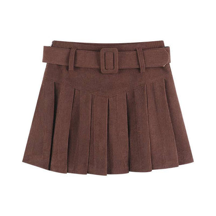 Corduroy Half Women's Autumn A-line Half Skirt Pleated Skirt - Royalessencelux