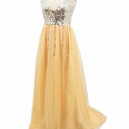 Hot Sale Front And Back V-neck Sequined Floor-length Dovetail Dress - Royalessencelux