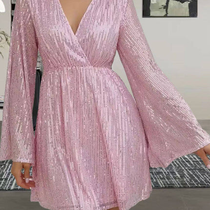 V-neck Sequin Waist Slimming Senior Party Evening Dress - Royalessencelux