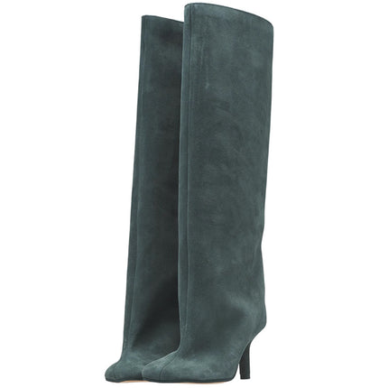 Simple Stitching Square Head Loose Sleeve High-heel Boots - Royalessencelux