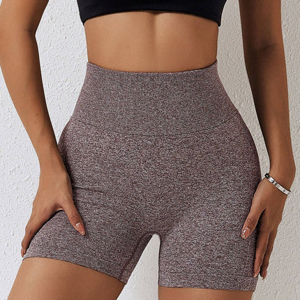 Seamless Yoga Shorts Women Solid Color High Waist Hip-lifting Fitness Pants Running Sweatpants - Royalessencelux