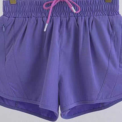 Summer Sports Shorts With Zipper Pockets Breathable Loose Anti-exposure Outdoor Running Fitness Pants For Womens Clothing - Royalessencelux