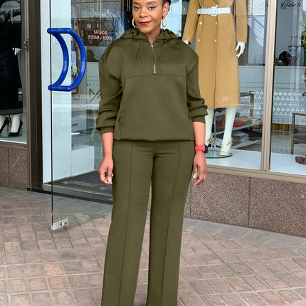 Women's Solid Color Loose Hooded Drawstring Suit - Royalessencelux