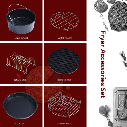 6 in 1 Multifunctional Air Fryer Accessories Set Kit Parts Metal Holder Skewer Rack Cake Barrel - Royalessencelux
