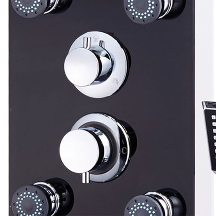 vidaXL Shower Panel Unit Glass 25x44.6x130 cm Black - Royalessencelux