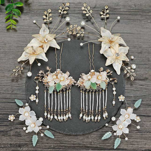 Headdress Bride Chinese Luxury Atmospheric Liquid Making Flower Tassel Phoenix Crown Wedding - Royalessencelux