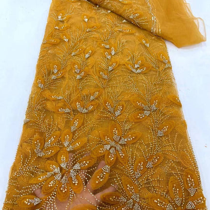 Ribbon Flower Beaded Tulle Lace Fabric Cocktail Party Occasion Evening Dress Embroidered Cloth Lace - Royalessencelux