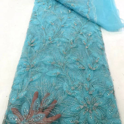 Ribbon Flower Beaded Tulle Lace Fabric Cocktail Party Occasion Evening Dress Embroidered Cloth Lace - Royalessencelux