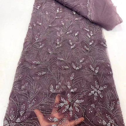 Ribbon Flower Beaded Tulle Lace Fabric Cocktail Party Occasion Evening Dress Embroidered Cloth Lace - Royalessencelux