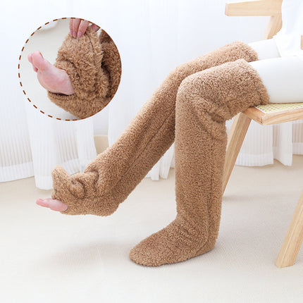 Over Knee High Fuzzy Long Socks Winter Warm Cold Leg Knee Joint Cold-proof Stockings Home Floor Sleeping Socks - Royalessencelux