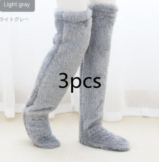 Over Knee High Fuzzy Long Socks Winter Warm Cold Leg Knee Joint Cold-proof Stockings Home Floor Sleeping Socks - Royalessencelux