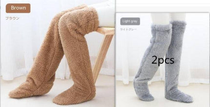 Over Knee High Fuzzy Long Socks Winter Warm Cold Leg Knee Joint Cold-proof Stockings Home Floor Sleeping Socks - Royalessencelux