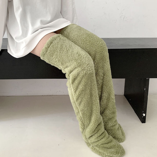 Over Knee High Fuzzy Long Socks Winter Warm Cold Leg Knee Joint Cold-proof Stockings Home Floor Sleeping Socks - Royalessencelux