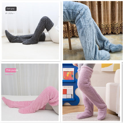 Over Knee High Fuzzy Long Socks Winter Warm Cold Leg Knee Joint Cold-proof Stockings Home Floor Sleeping Socks - Royalessencelux