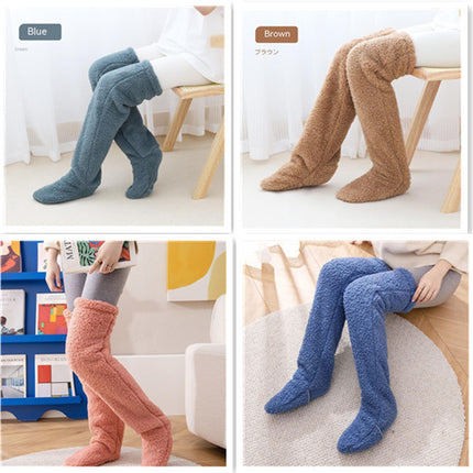 Over Knee High Fuzzy Long Socks Winter Warm Cold Leg Knee Joint Cold-proof Stockings Home Floor Sleeping Socks - Royalessencelux