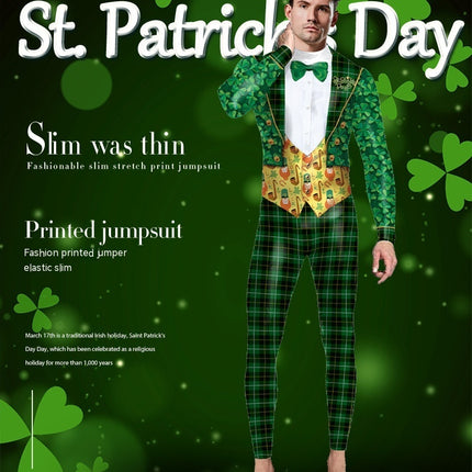 St. Patrick's Day Green Bow Digital Print Performance Dress - Royalessencelux