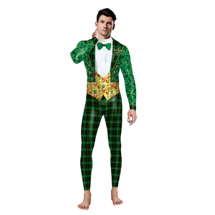 St. Patrick's Day Green Bow Digital Print Performance Dress - Royalessencelux