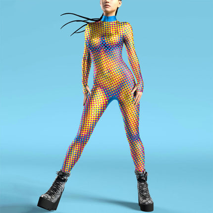 3D Digital Printed Buttoned Hand Jumpsuit - Royalessencelux