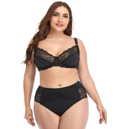 Plus Size Underwire Lace Trim Lingerie - Royalessencelux