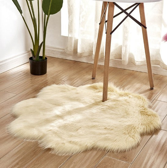 Artificial Woolen Carpet Rug Floral Shape Sheepskin Hairy Carpet Faux Mat Seat Pad Fur Warm Tapetes Floor Mat Soft Area Rug - Royalessencelux
