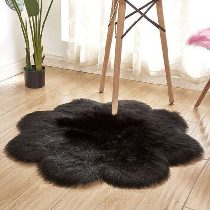 Artificial Woolen Carpet Rug Floral Shape Sheepskin Hairy Carpet Faux Mat Seat Pad Fur Warm Tapetes Floor Mat Soft Area Rug Button Full Cup Plus Size Bra Without Wi Royalessencelux