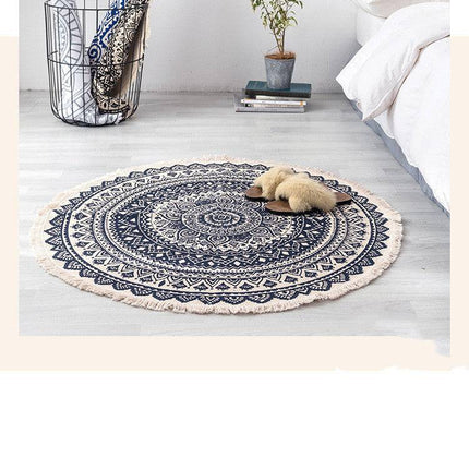 Ethnic style round carpet floor mat - Royalessencelux
