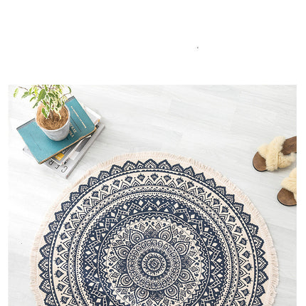 Ethnic style round carpet floor mat - Royalessencelux