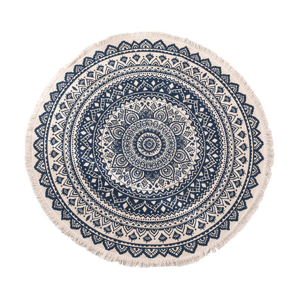 Ethnic style round carpet floor mat - Royalessencelux