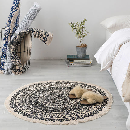 Ethnic style round carpet floor mat - Royalessencelux