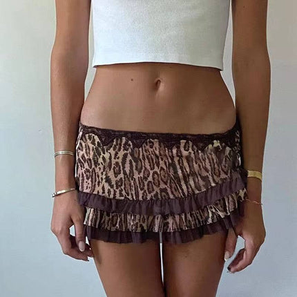 Leopard Print Sexy Hot Girl Skirt Low Waist Fashion Casual - Royalessencelux