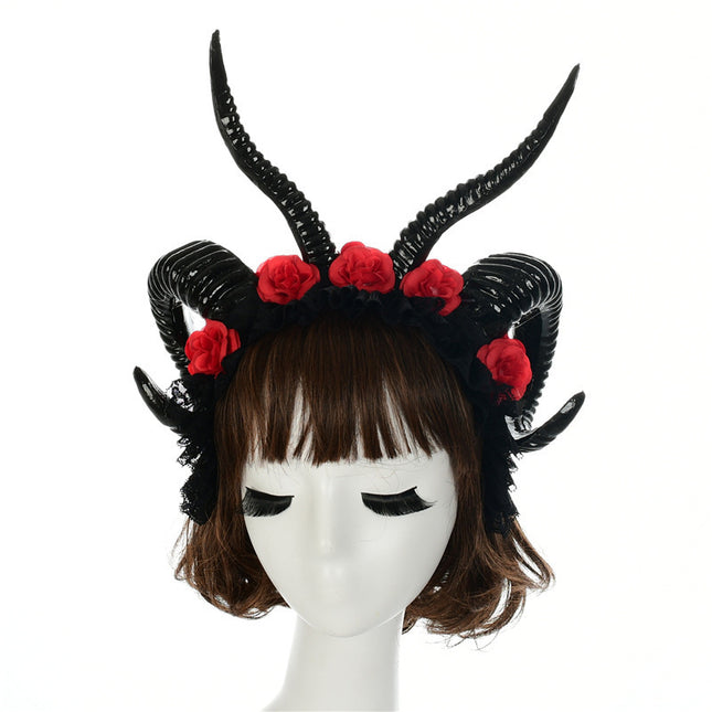 Simulation Horn Lace Dark Witch Horn Witch Cos Horn Headband - Royalessencelux