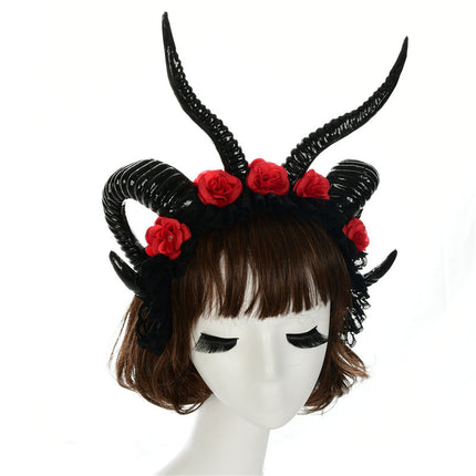 Simulation Horn Lace Dark Witch Horn Witch Cos Horn Headband - Royalessencelux