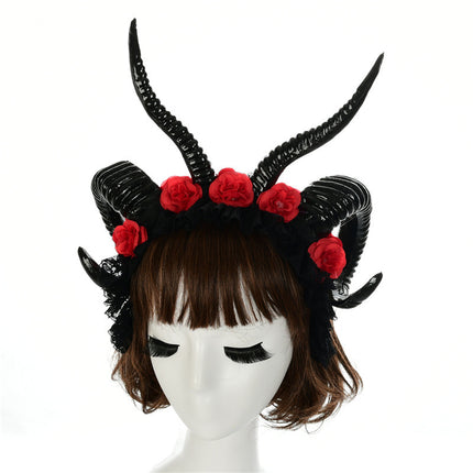 Simulation Horn Lace Dark Witch Horn Witch Cos Horn Headband - Royalessencelux