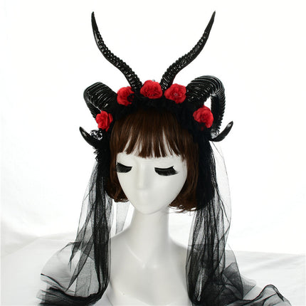 Simulation Horn Lace Dark Witch Horn Witch Cos Horn Headband - Royalessencelux