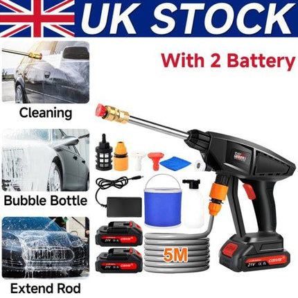 2 Battery Cordless Car High Pressure Washer Jet Wash Cleaner Gun Portable UK - Royalessencelux