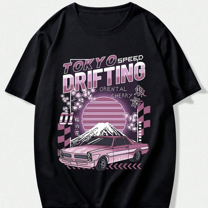 Car And Letter Graphic T-shirt - Royalessencelux