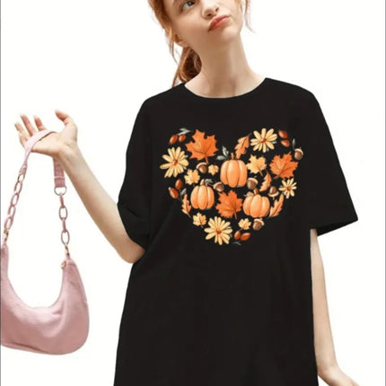 Girls' Cute Pumpkin Print T-Shirt - Comfy Round Neck, Short Sleeve Activewear For Summer - Royalessencelux