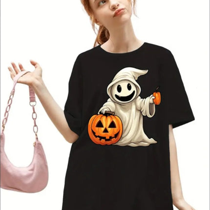 Girls' Cute & Pumpkin Print T-Shirt  Round Neck, Short Sleeve Active Tee For Summer - Royalessencelux