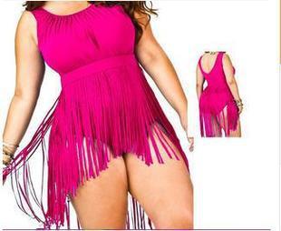 Triangle Slimming Plus Size XL-6XL Underwire Tassels Fat Lady Plus Size Swimwear - Royalessencelux