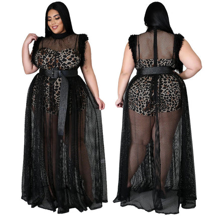 Women's Fashionable Temperament Mesh Plus Size Dress - Royalessencelux