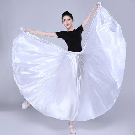 Simple Solid Color Performance Skirt With Large Swing - Royalessencelux