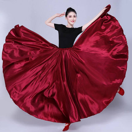 Simple Solid Color Performance Skirt With Large Swing - Royalessencelux