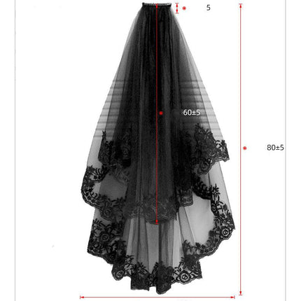 Black Veil Short Lace Headdress Spiritual Love Wedding Clothes Party Photo Veil Veil - Royalessencelux