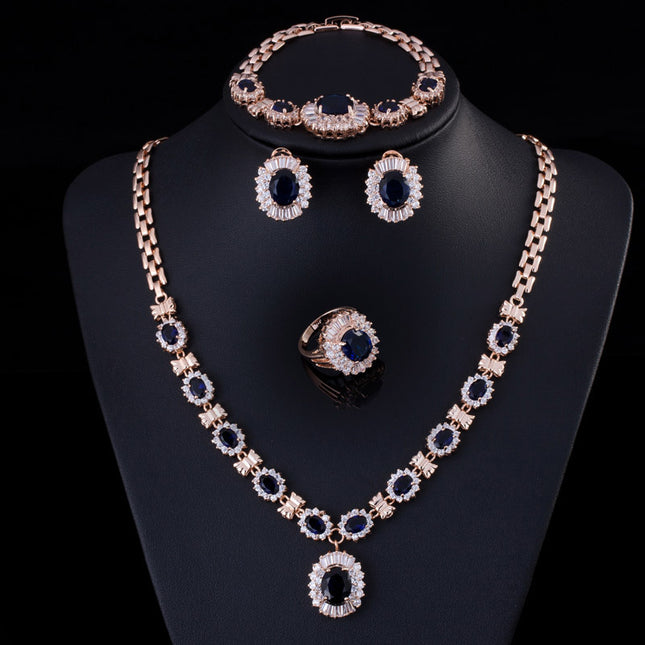 Big Brand Retro Zircon Necklace Set Chain Women - Royalessencelux
