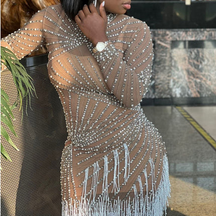Tassel Dress Birthday Party Long Sleeve Ironing Transparent - Royalessencelux